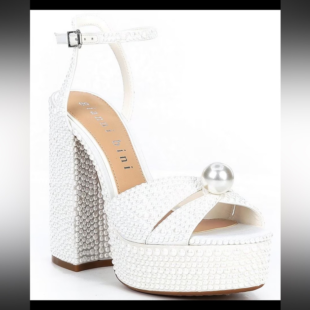 Gianni Bini White Pearl Platform Sandals